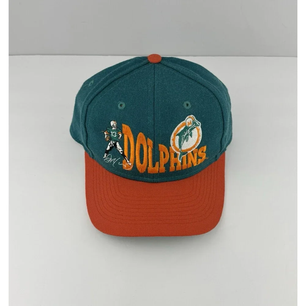 Vintage 90s DAN MARINO Miami Dolphins Snapback Hat Football Teal Team NFL Rare!